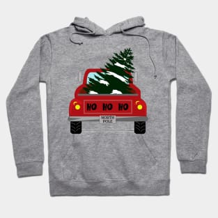 HO HO HO, a North Pole truck hauling a Christmas tree Hoodie